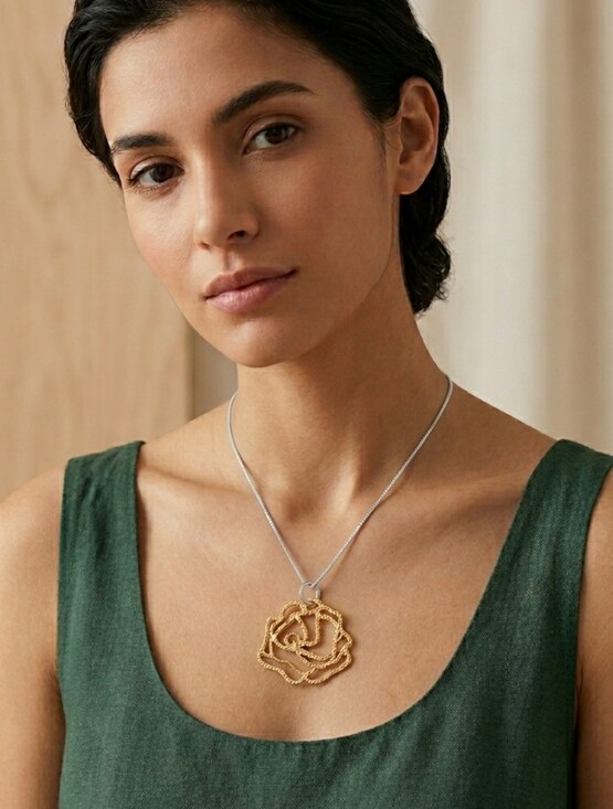 Jewelry - ROSE Gold Over Sterling Silver Pendant ; Chain Necklace 18"